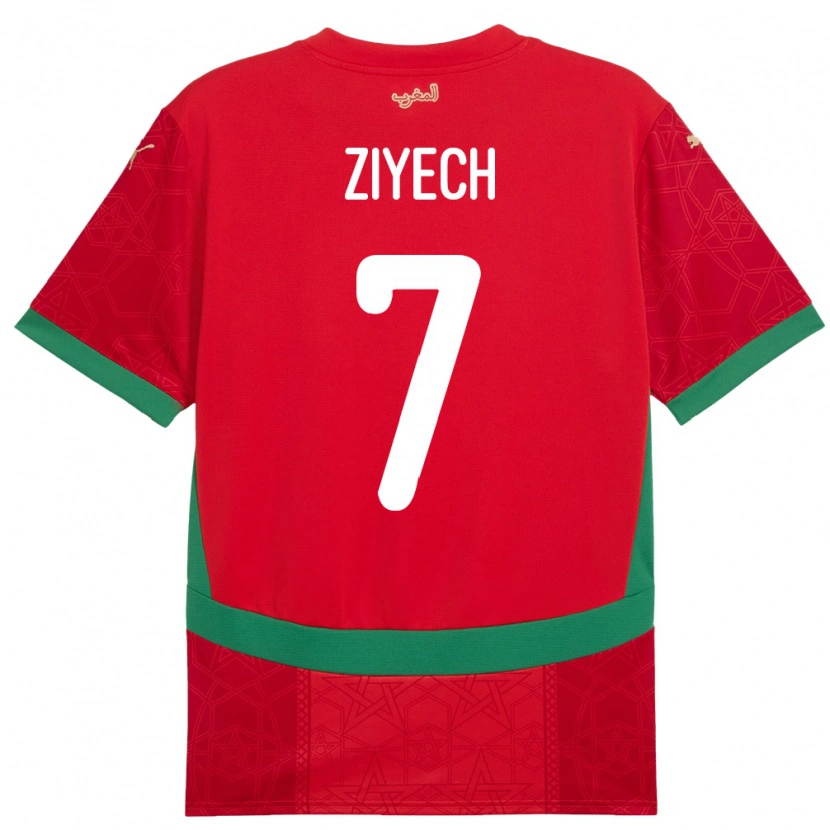 Danxen Dětské Maroko Hakim Ziyech #7 Červený Domů Hráčské Dresy 24-26 Dres