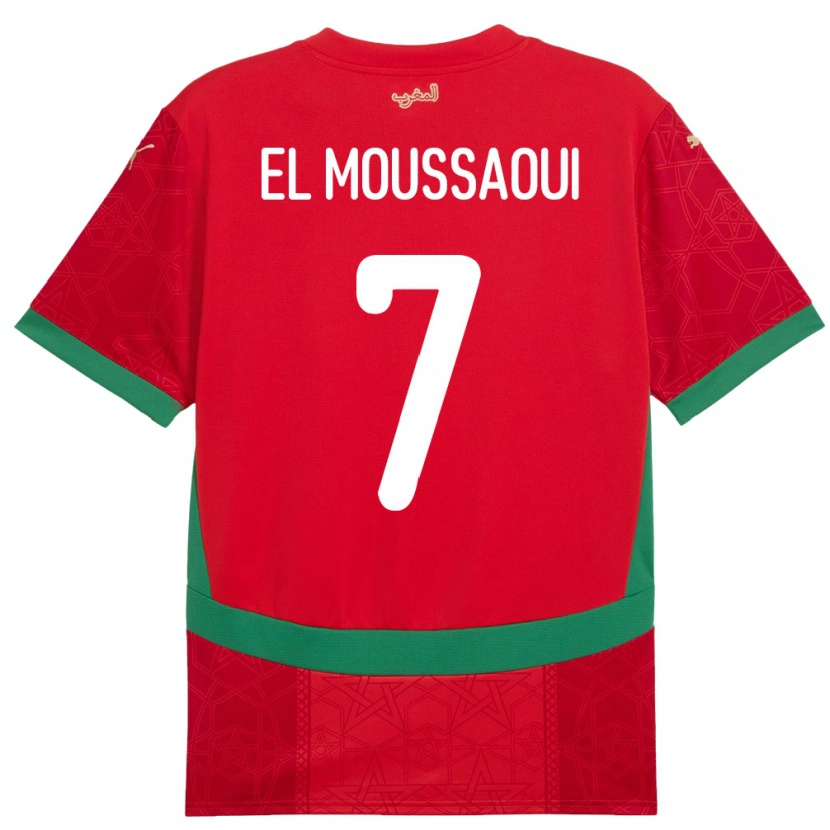 Danxen Dětské Maroko Hamza El Moussaoui #7 Červený Domů Hráčské Dresy 24-26 Dres
