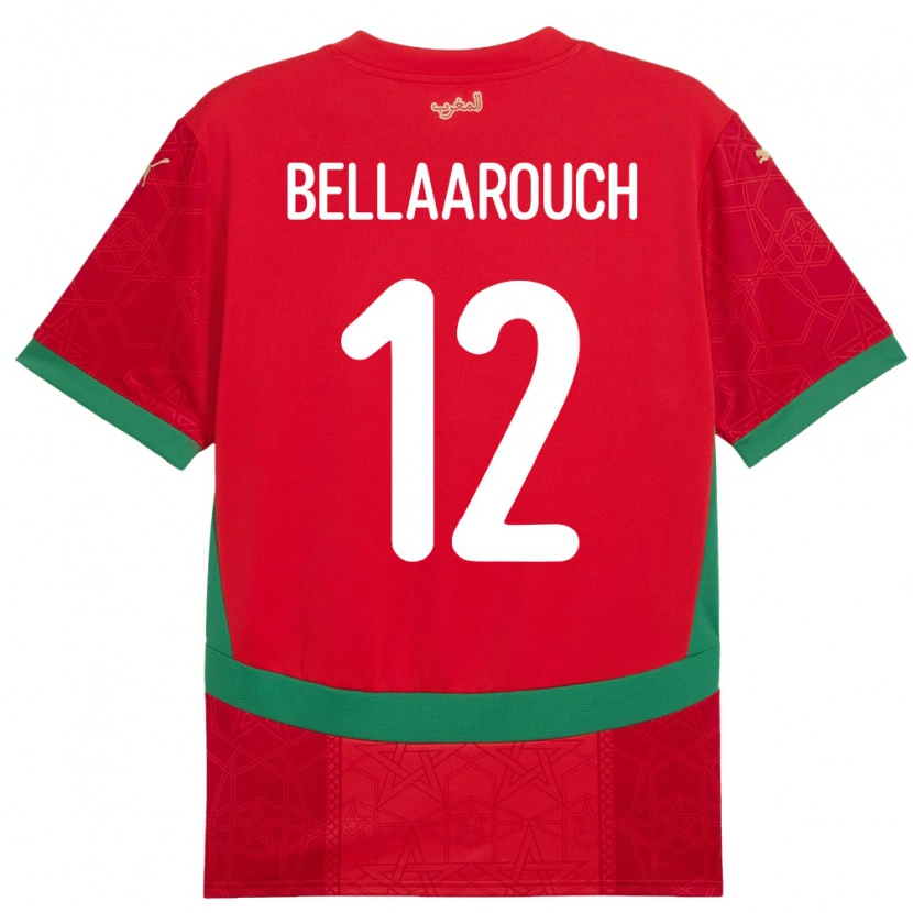 Danxen Dětské Maroko Alaa Bellaarouch #12 Červený Domů Hráčské Dresy 24-26 Dres