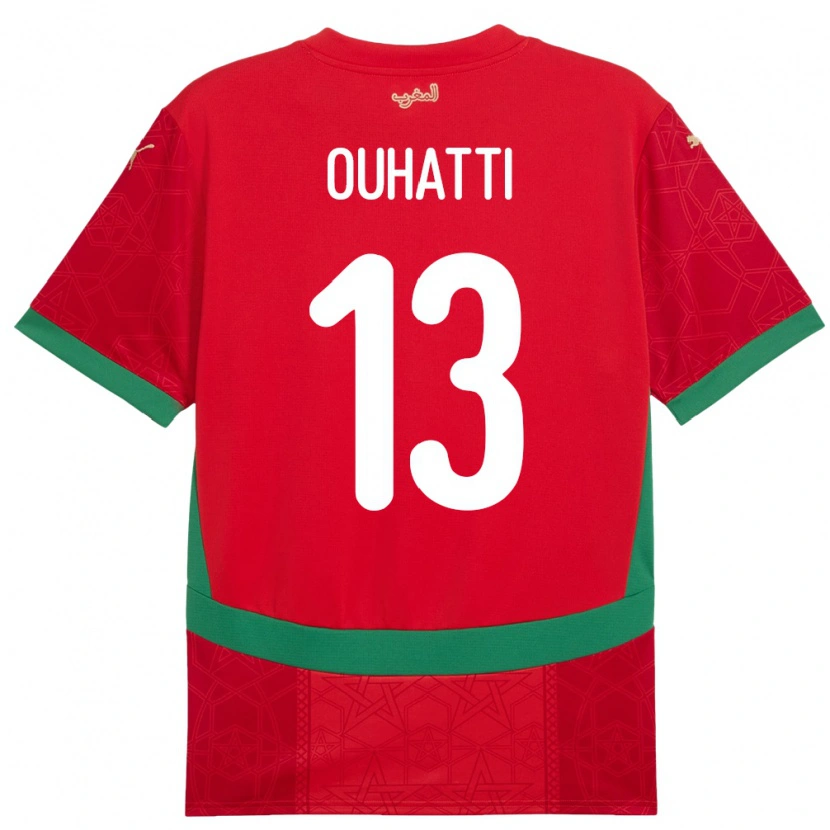 Danxen Dětské Maroko Aymane Ouhatti #13 Červený Domů Hráčské Dresy 24-26 Dres