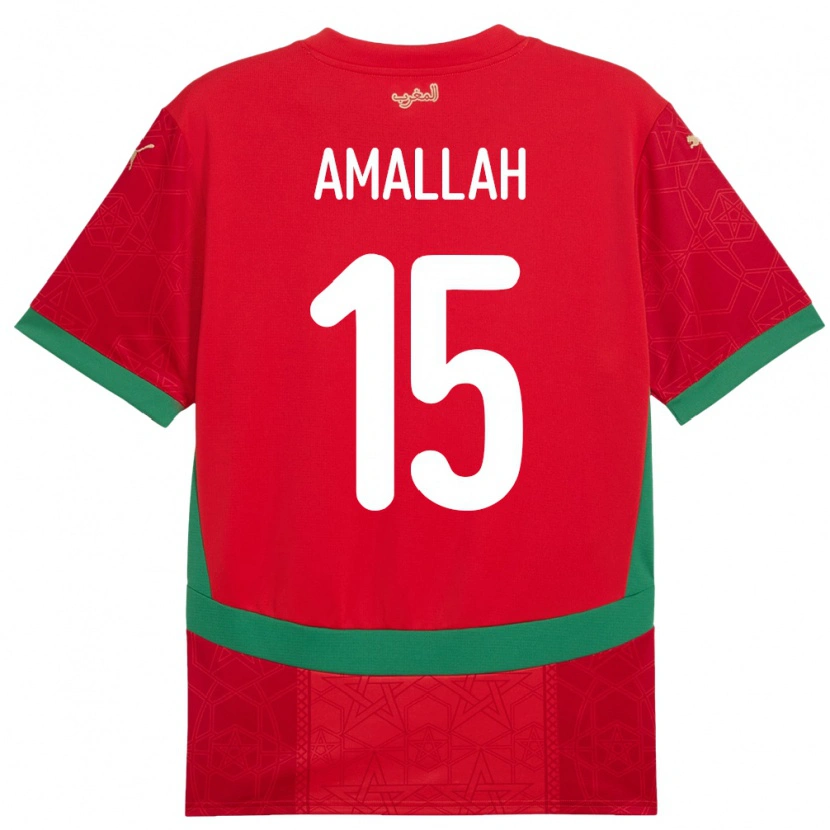 Danxen Dětské Maroko Selim Amallah #15 Červený Domů Hráčské Dresy 24-26 Dres