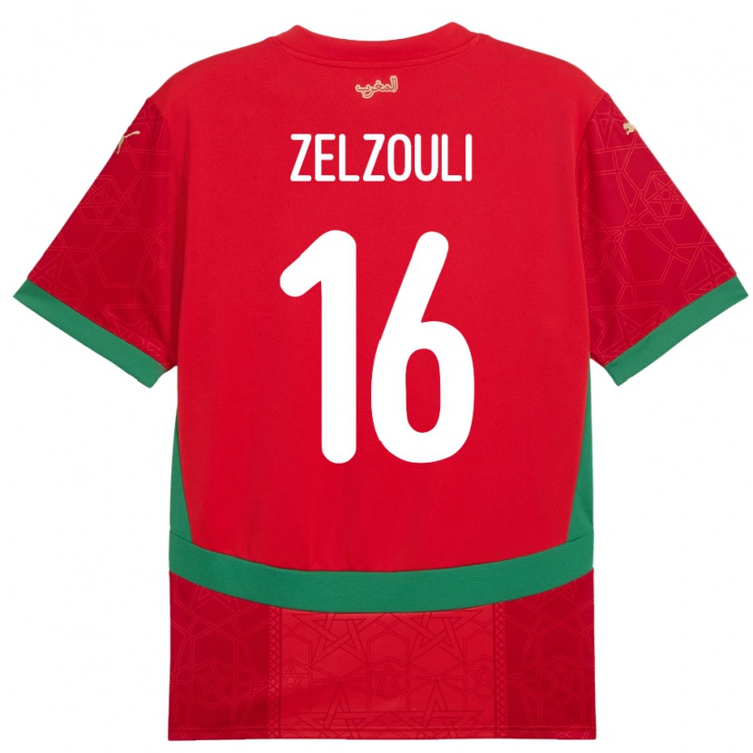 Danxen Dětské Maroko Abdessamad Zelzouli #16 Červený Domů Hráčské Dresy 24-26 Dres