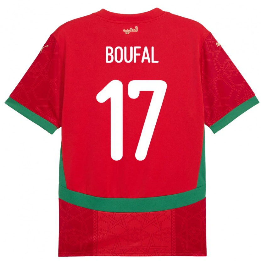 Danxen Dětské Maroko Sofiane Boufal #17 Červený Domů Hráčské Dresy 24-26 Dres
