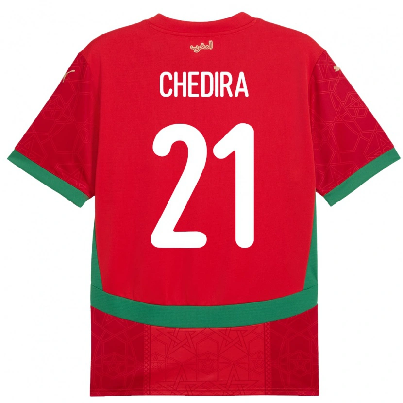 Danxen Dětské Maroko Walid Chedira #21 Červený Domů Hráčské Dresy 24-26 Dres