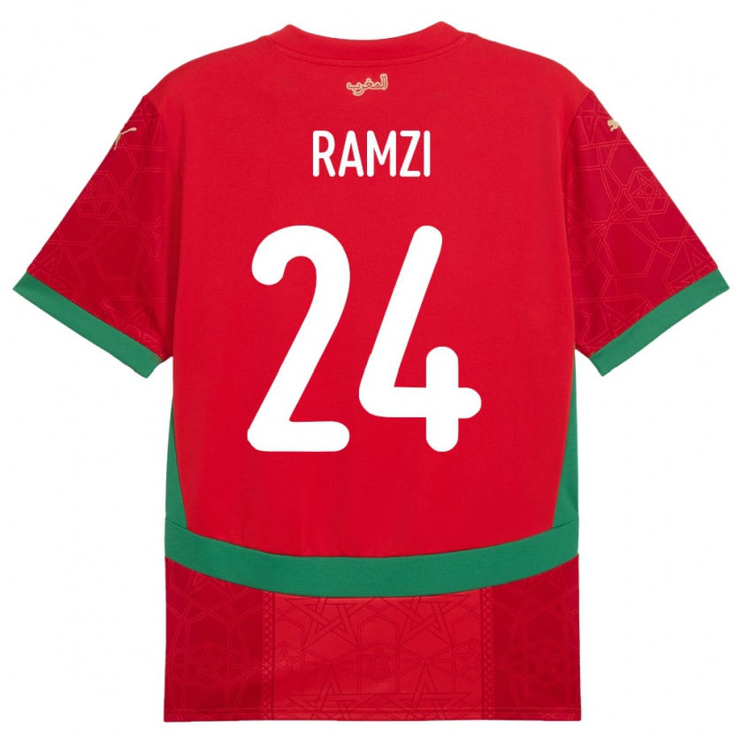 Danxen Dětské Maroko Achraf Ramzi #24 Červený Domů Hráčské Dresy 24-26 Dres