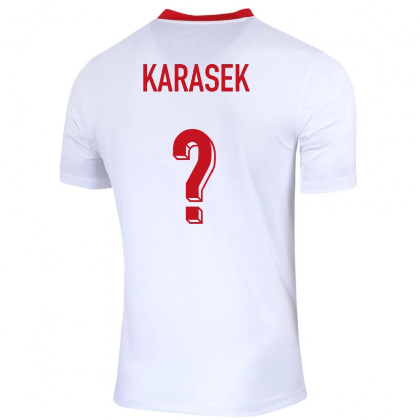 Danxen Dětské Polsko Kacper Karasek #0 Bílý Domů Hráčské Dresy 24-26 Dres
