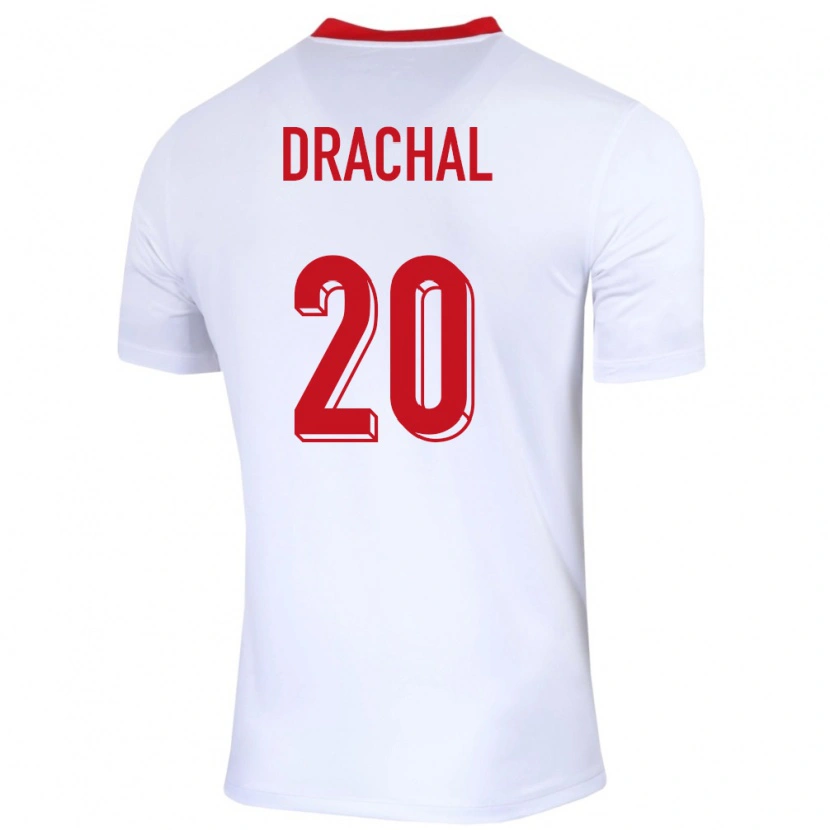 Danxen Dětské Polsko Dawid Drachal #20 Bílý Domů Hráčské Dresy 24-26 Dres