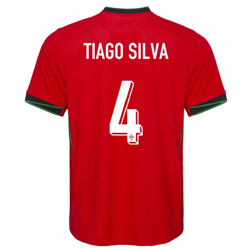 Danxen Dětské Portugalsko Tiago Silva #4 Červené Domů Hráčské Dresy 24-26 Dres