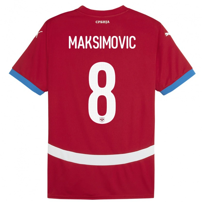 Danxen Dětské Srbsko Andrija Maksimovic #8 Červené Domů Hráčské Dresy 24-26 Dres
