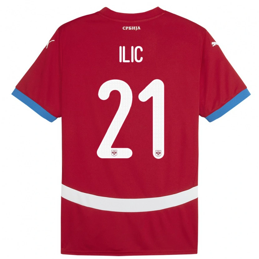 Danxen Dětské Srbsko Veljko Ilic #21 Červené Domů Hráčské Dresy 24-26 Dres