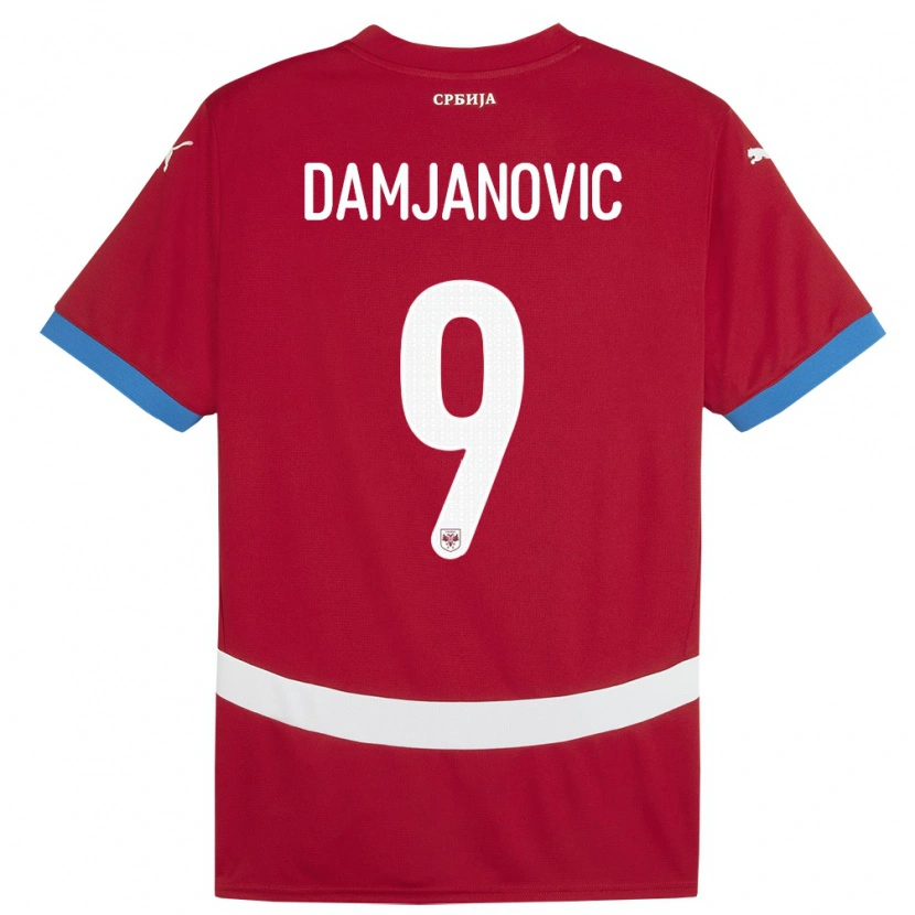 Danxen Dětské Srbsko Aleksa Damjanovic #9 Červené Domů Hráčské Dresy 24-26 Dres