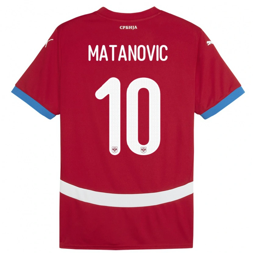 Danxen Dětské Srbsko Ognjen Matanovic #10 Červené Domů Hráčské Dresy 24-26 Dres