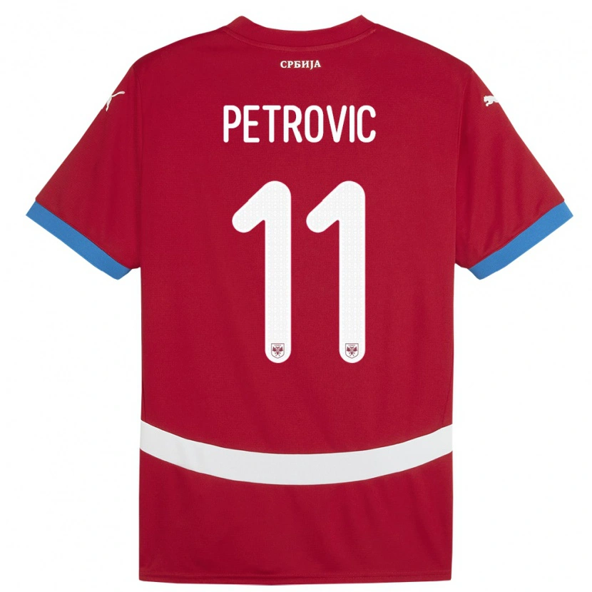 Danxen Dětské Srbsko Aleksa Petrovic #11 Červené Domů Hráčské Dresy 24-26 Dres