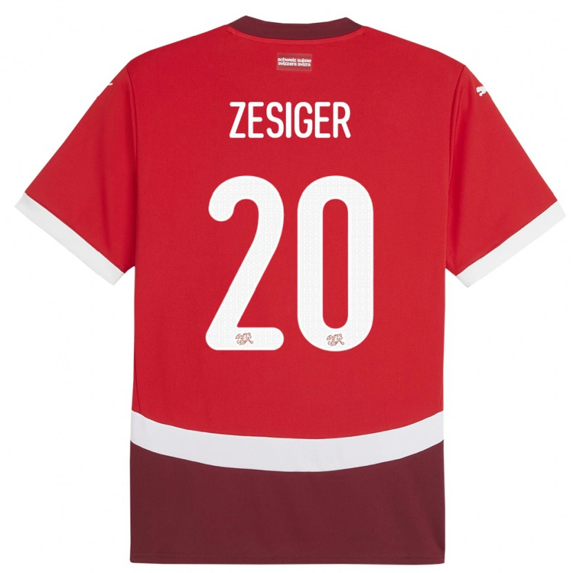 Danxen Dětské Švýcarsko Cédric Zesiger #20 Červené Domů Hráčské Dresy 24-26 Dres