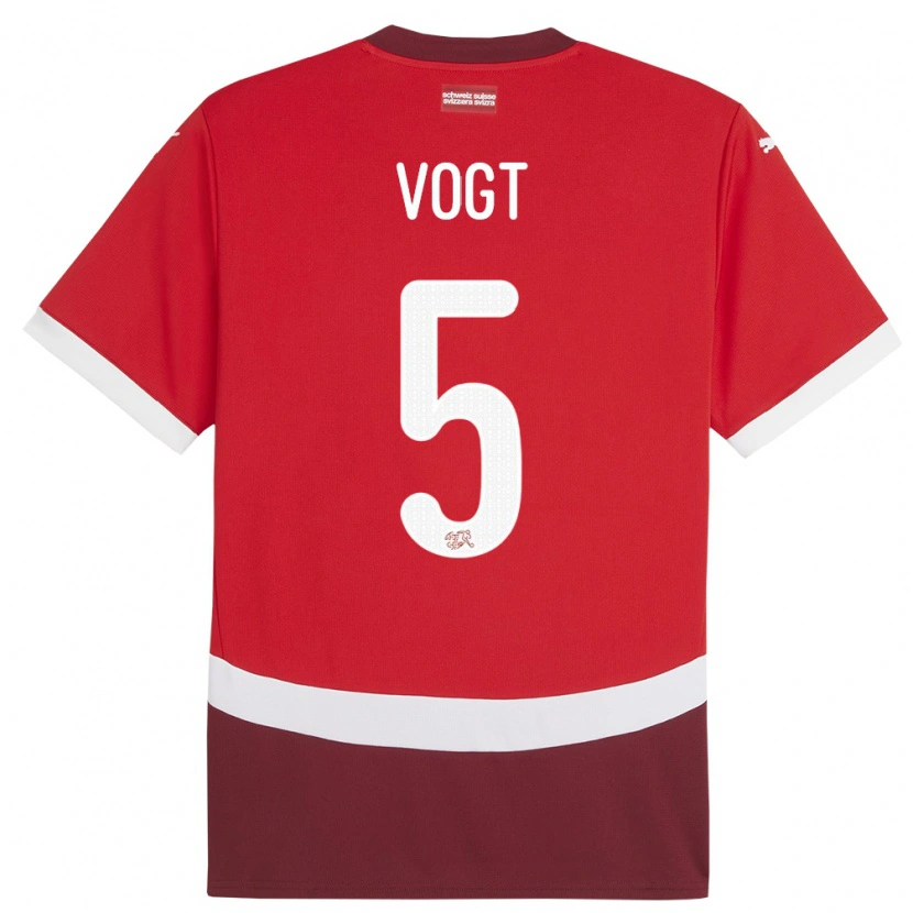 Danxen Dětské Švýcarsko Gian Vogt #5 Červené Domů Hráčské Dresy 24-26 Dres