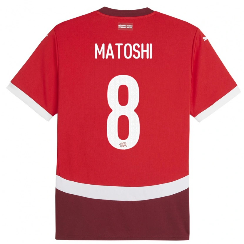 Danxen Dětské Švýcarsko Valmir Matoshi #8 Červené Domů Hráčské Dresy 24-26 Dres