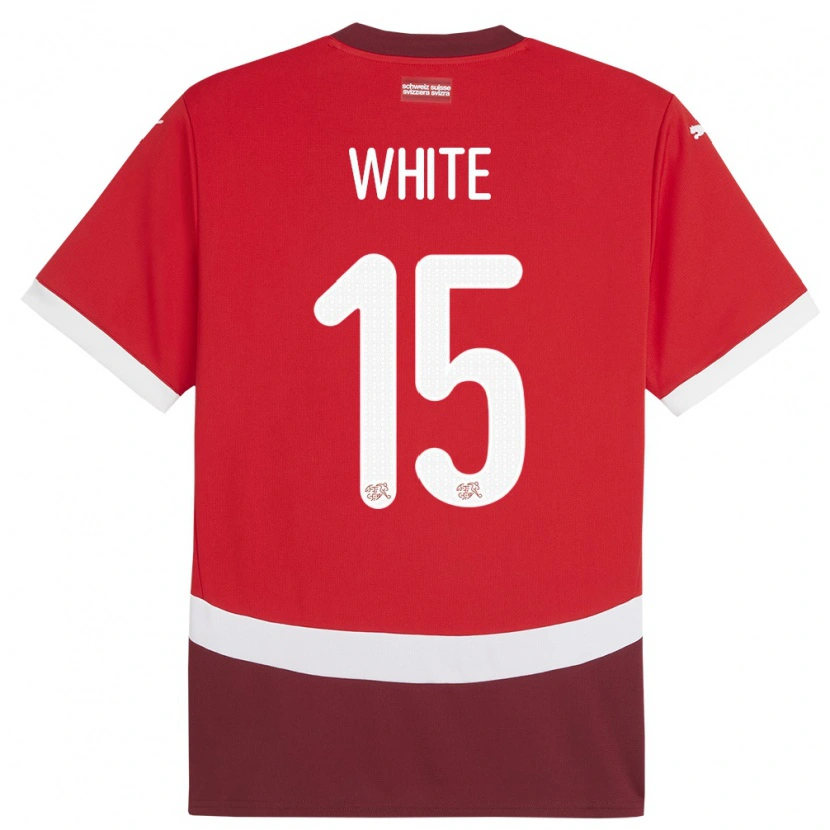 Danxen Dětské Švýcarsko Leon White #15 Červené Domů Hráčské Dresy 24-26 Dres