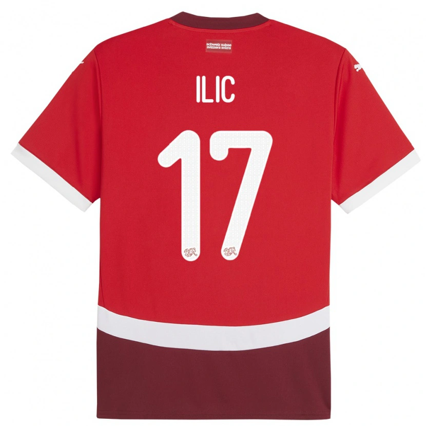 Danxen Dětské Švýcarsko Adam Ilic #17 Červené Domů Hráčské Dresy 24-26 Dres