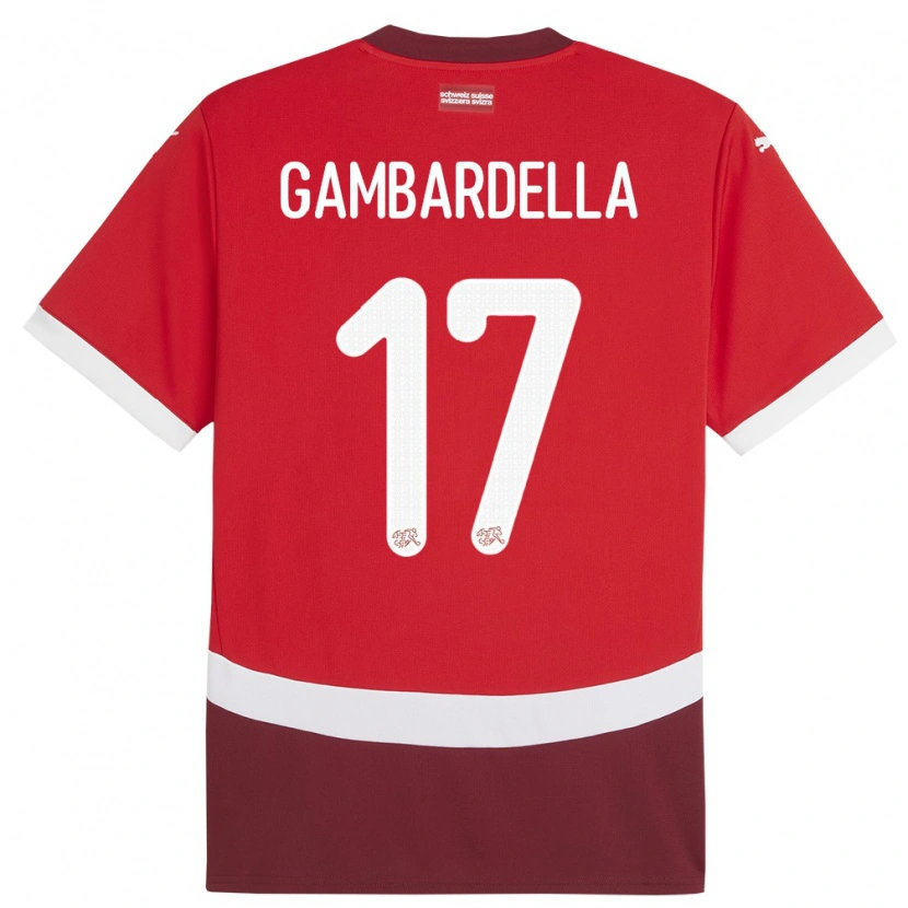 Danxen Dětské Švýcarsko Matteo Gambardella #17 Červené Domů Hráčské Dresy 24-26 Dres