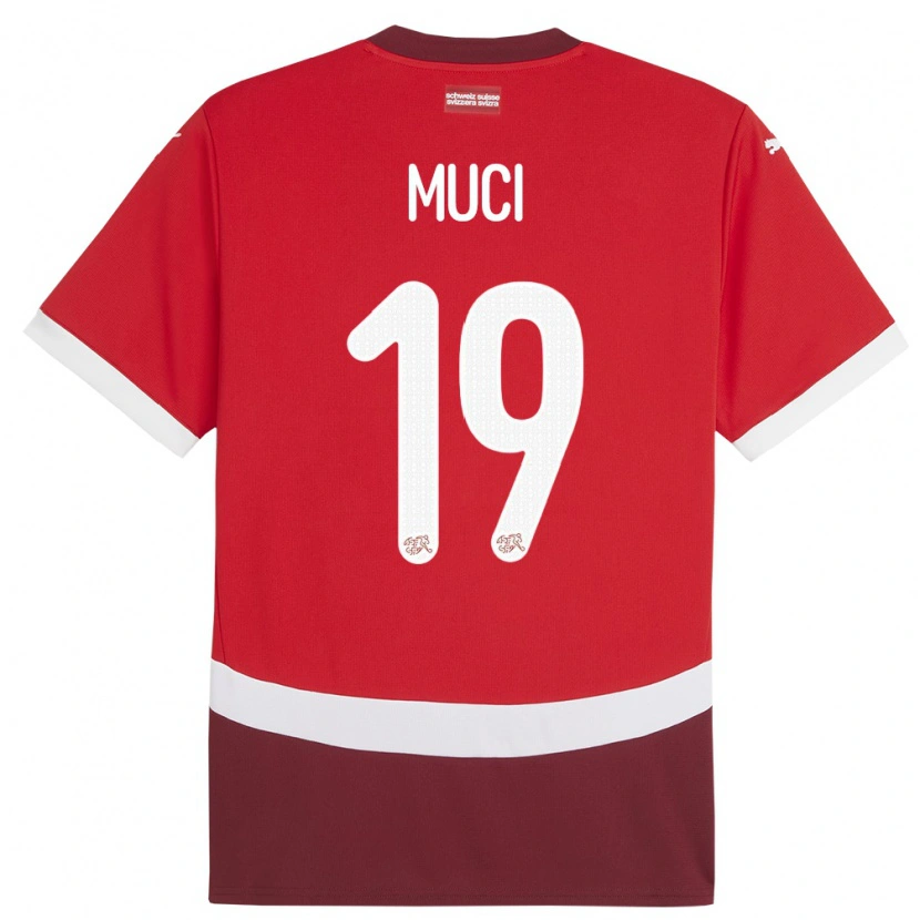 Danxen Dětské Švýcarsko Nikolas Muci #19 Červené Domů Hráčské Dresy 24-26 Dres