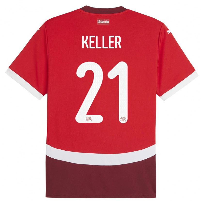 Danxen Dětské Švýcarsko Marvin Keller #21 Červené Domů Hráčské Dresy 24-26 Dres