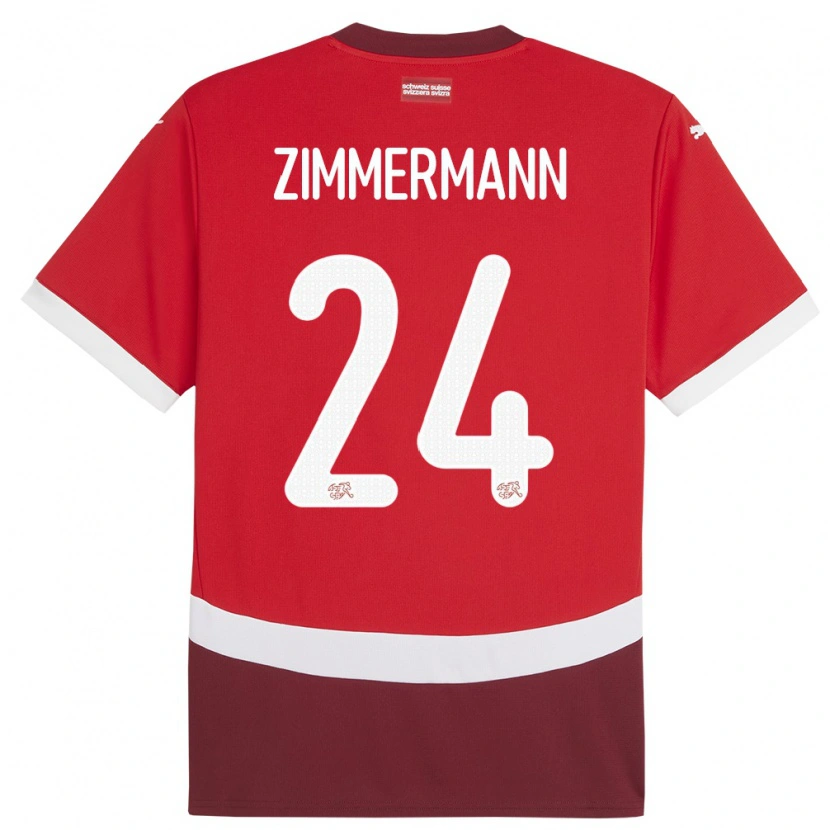 Danxen Dětské Švýcarsko Mio Zimmermann #24 Červené Domů Hráčské Dresy 24-26 Dres