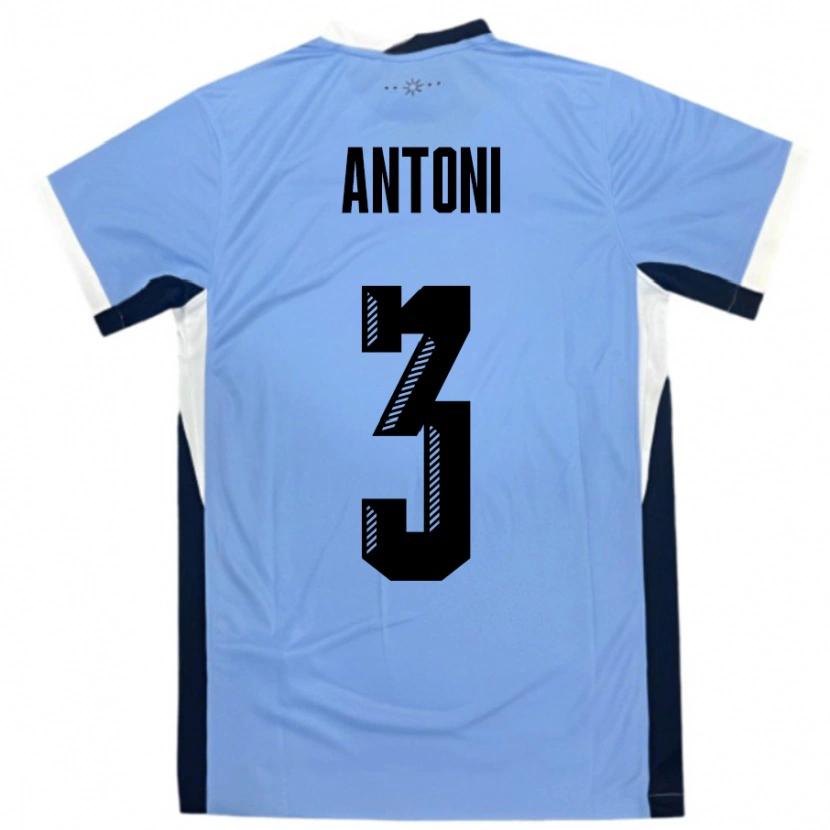 Danxen Dětské Uruguay Mateo Antoni #3 Bílá Černá Domů Hráčské Dresy 24-26 Dres