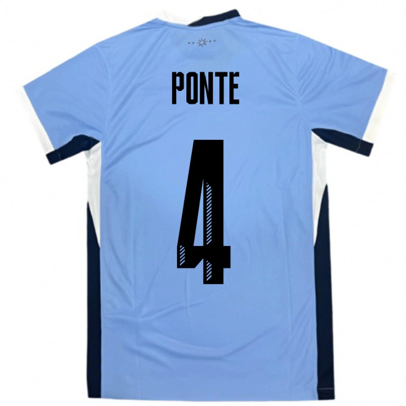 Danxen Dětské Uruguay Mateo Ponte #4 Bílá Černá Domů Hráčské Dresy 24-26 Dres