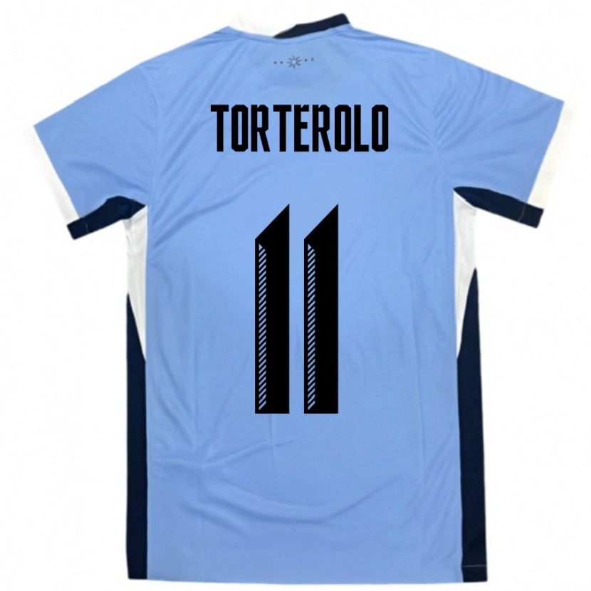 Danxen Dětské Uruguay Alan Torterolo #11 Bílá Černá Domů Hráčské Dresy 24-26 Dres