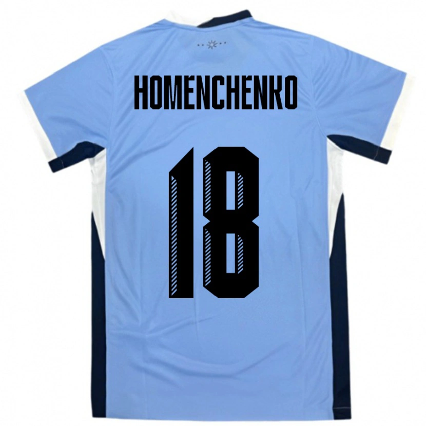 Danxen Dětské Uruguay Santiago Homenchenko #18 Bílá Černá Domů Hráčské Dresy 24-26 Dres