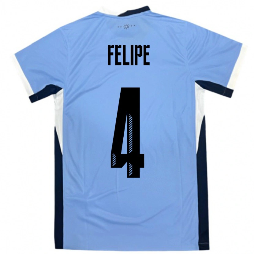 Danxen Dětské Uruguay Laura Felipe #4 Bílá Černá Domů Hráčské Dresy 24-26 Dres