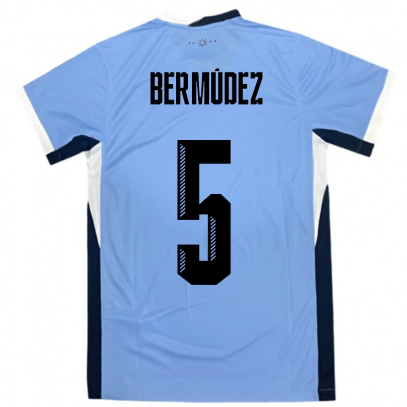 Danxen Dětské Uruguay Karol Bermudez #5 Bílá Černá Domů Hráčské Dresy 24-26 Dres