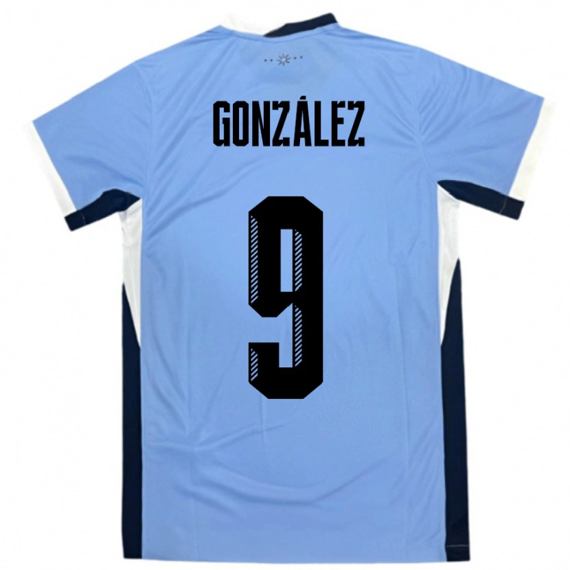 Danxen Dětské Uruguay Pamela Gonzalez #9 Bílá Černá Domů Hráčské Dresy 24-26 Dres