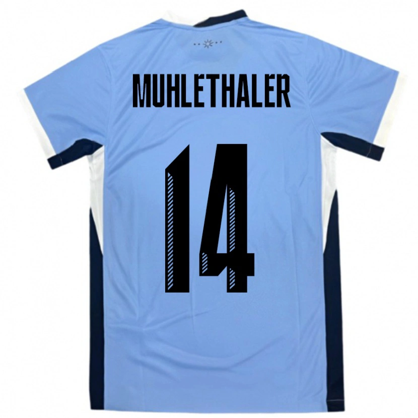 Danxen Dětské Uruguay Stiven Muhlethaler #14 Bílá Černá Domů Hráčské Dresy 24-26 Dres