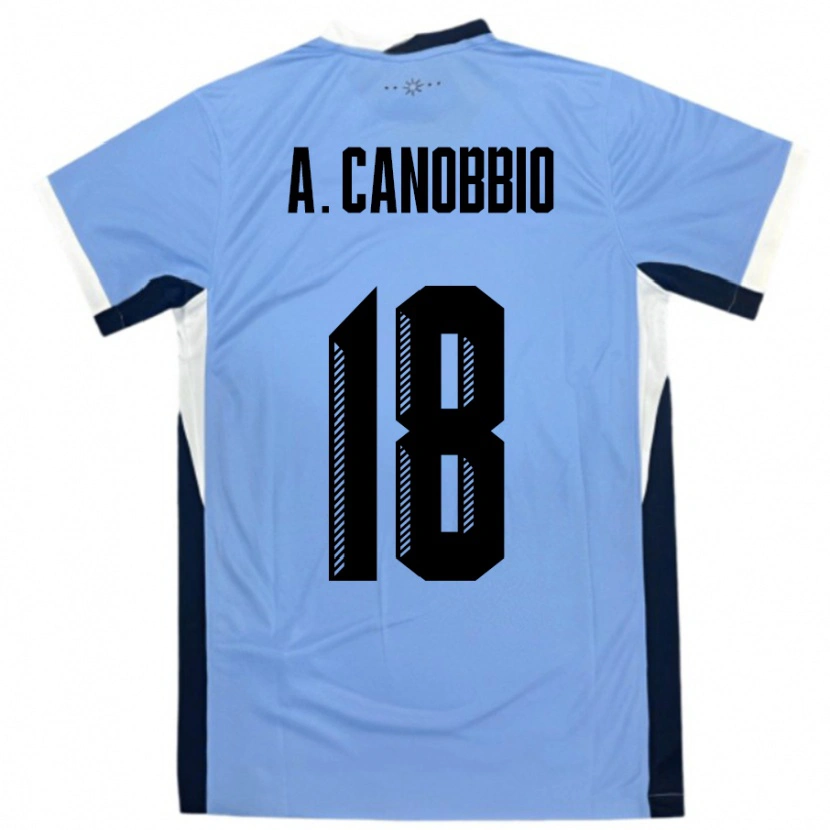 Danxen Dětské Uruguay Agustin Canobbio #18 Bílá Černá Domů Hráčské Dresy 24-26 Dres