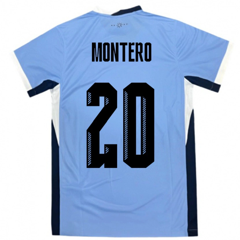 Danxen Dětské Uruguay Alfonso Montero #20 Bílá Černá Domů Hráčské Dresy 24-26 Dres