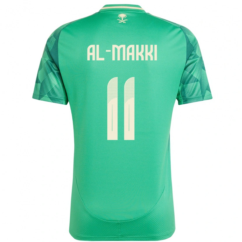 Danxen Dětské Saúdská Arábie Ali Al-Makki #11 Zelený Domů Hráčské Dresy 24-26 Dres