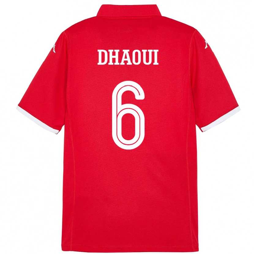 Danxen Dětské Tunisko Elyes Dhaoui #6 Červený Domů Hráčské Dresy 24-26 Dres