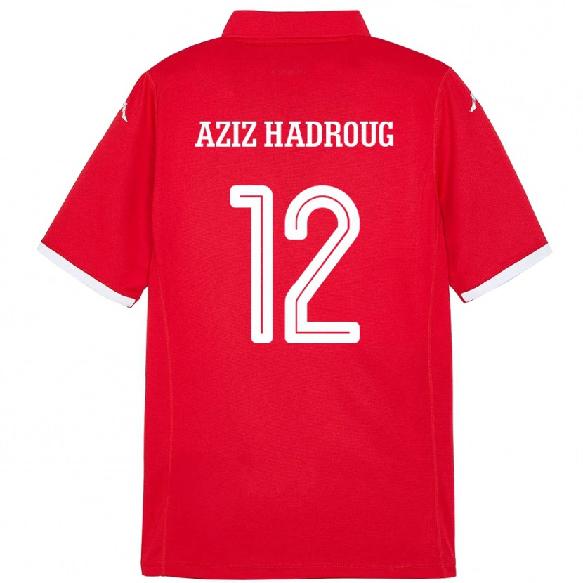 Danxen Dětské Tunisko Mohamed Aziz Hadroug #12 Červený Domů Hráčské Dresy 24-26 Dres