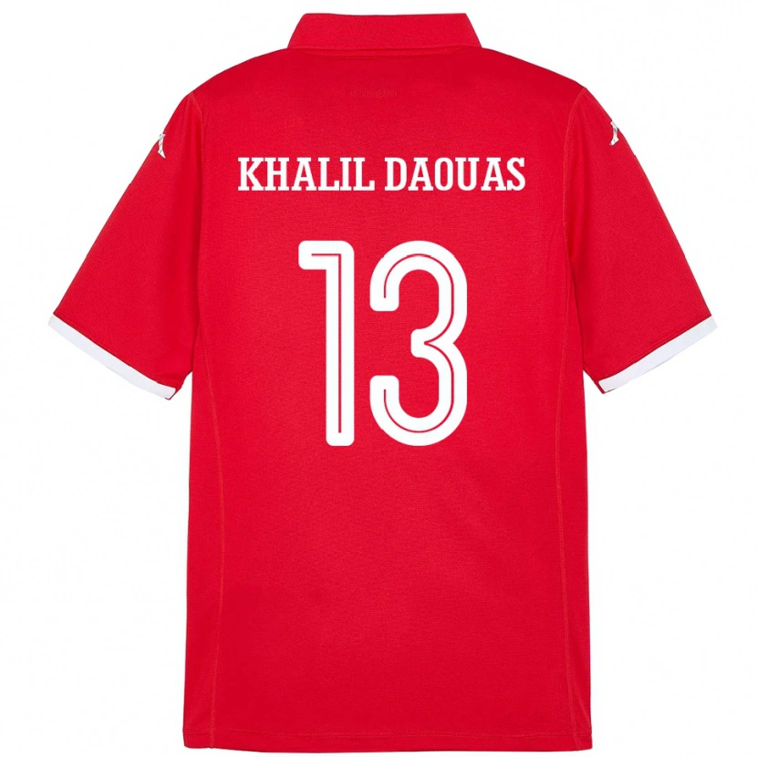 Danxen Dětské Tunisko Mohamed Khalil Daouas #13 Červený Domů Hráčské Dresy 24-26 Dres