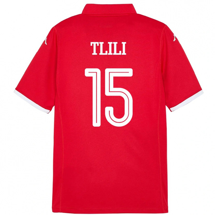 Danxen Dětské Tunisko Mehdi Tlili #15 Červený Domů Hráčské Dresy 24-26 Dres