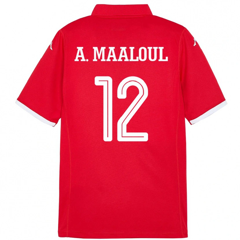 Danxen Dětské Tunisko Ali Maaloul #12 Červený Domů Hráčské Dresy 24-26 Dres