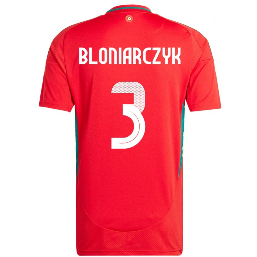Danxen Dětské Wales Kaven Bloniarczyk #3 Červený Domů Hráčské Dresy 24-26 Dres