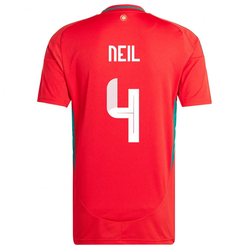 Danxen Dětské Wales Marlie Neil #4 Červený Domů Hráčské Dresy 24-26 Dres