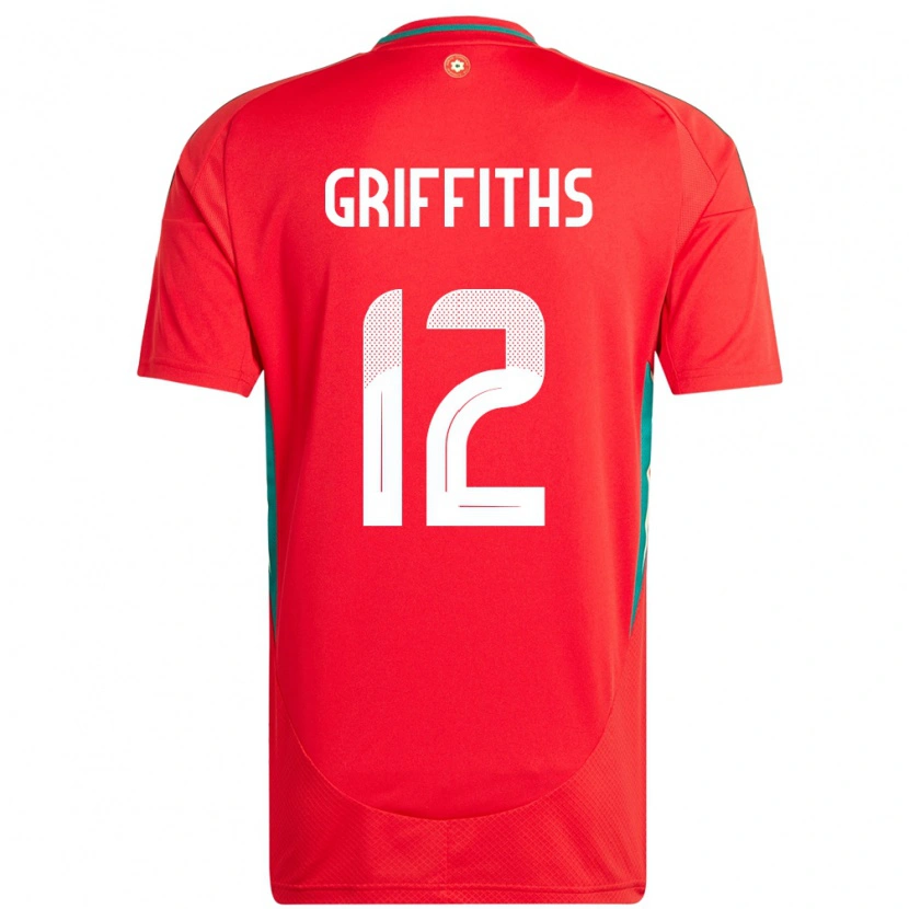 Danxen Dětské Wales Ewan Griffiths #12 Červený Domů Hráčské Dresy 24-26 Dres