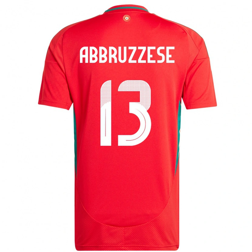 Danxen Dětské Wales Rhys Abbruzzese #13 Červený Domů Hráčské Dresy 24-26 Dres