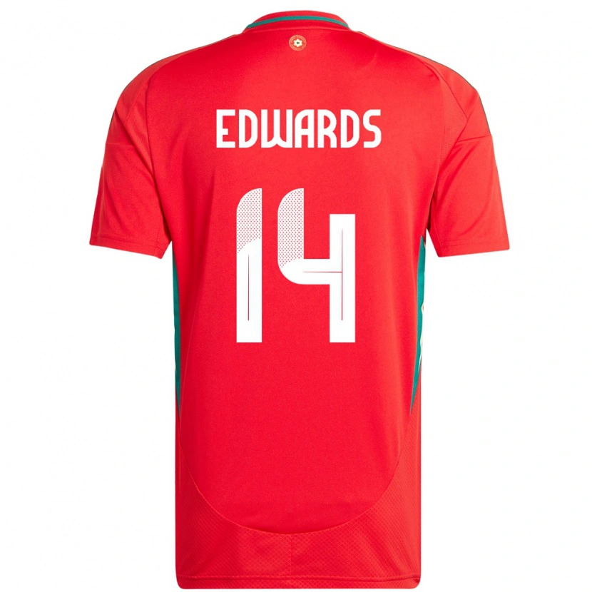 Danxen Dětské Wales Noah Edwards #14 Červený Domů Hráčské Dresy 24-26 Dres