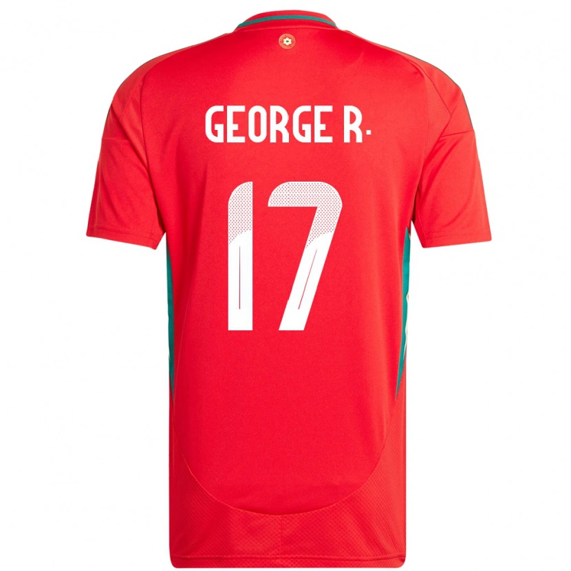 Danxen Dětské Wales George Robinson #17 Červený Domů Hráčské Dresy 24-26 Dres