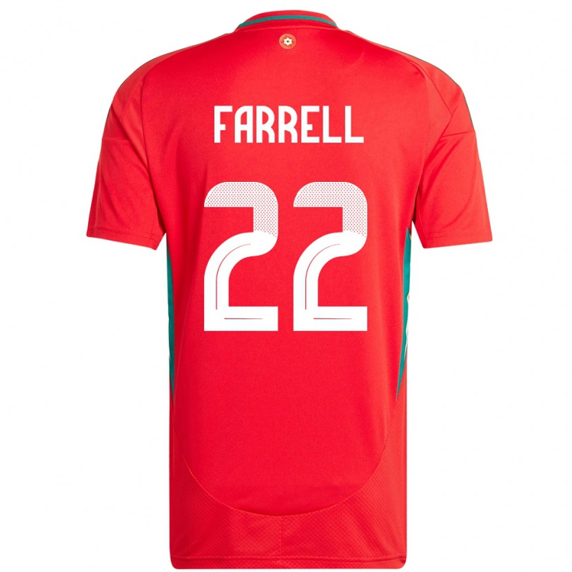 Danxen Dětské Wales Joshua Farrell #22 Červený Domů Hráčské Dresy 24-26 Dres