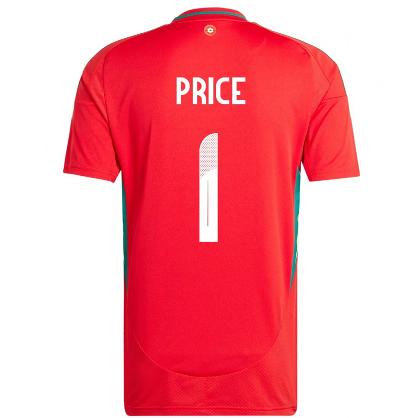 Danxen Dětské Wales Jo Price #1 Červený Domů Hráčské Dresy 24-26 Dres